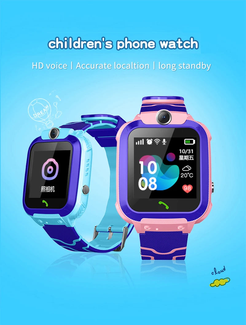 Kinder-Smartwatch mit Kamera, wasserdicht, GPS-Tracking und Anrufen, SOS-Taste