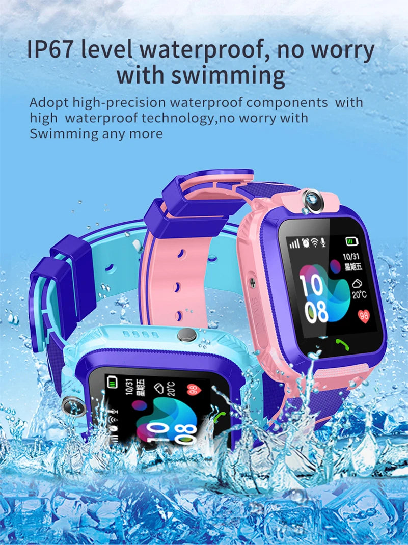 Kinder-Smartwatch mit Kamera, wasserdicht, GPS-Tracking und Anrufen, SOS-Taste